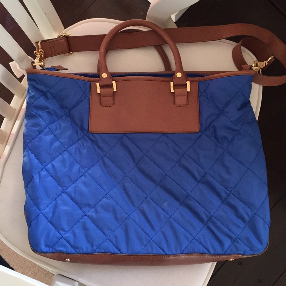 Blue and Brown Quilted Tote Bag - Picture 8 of 16
